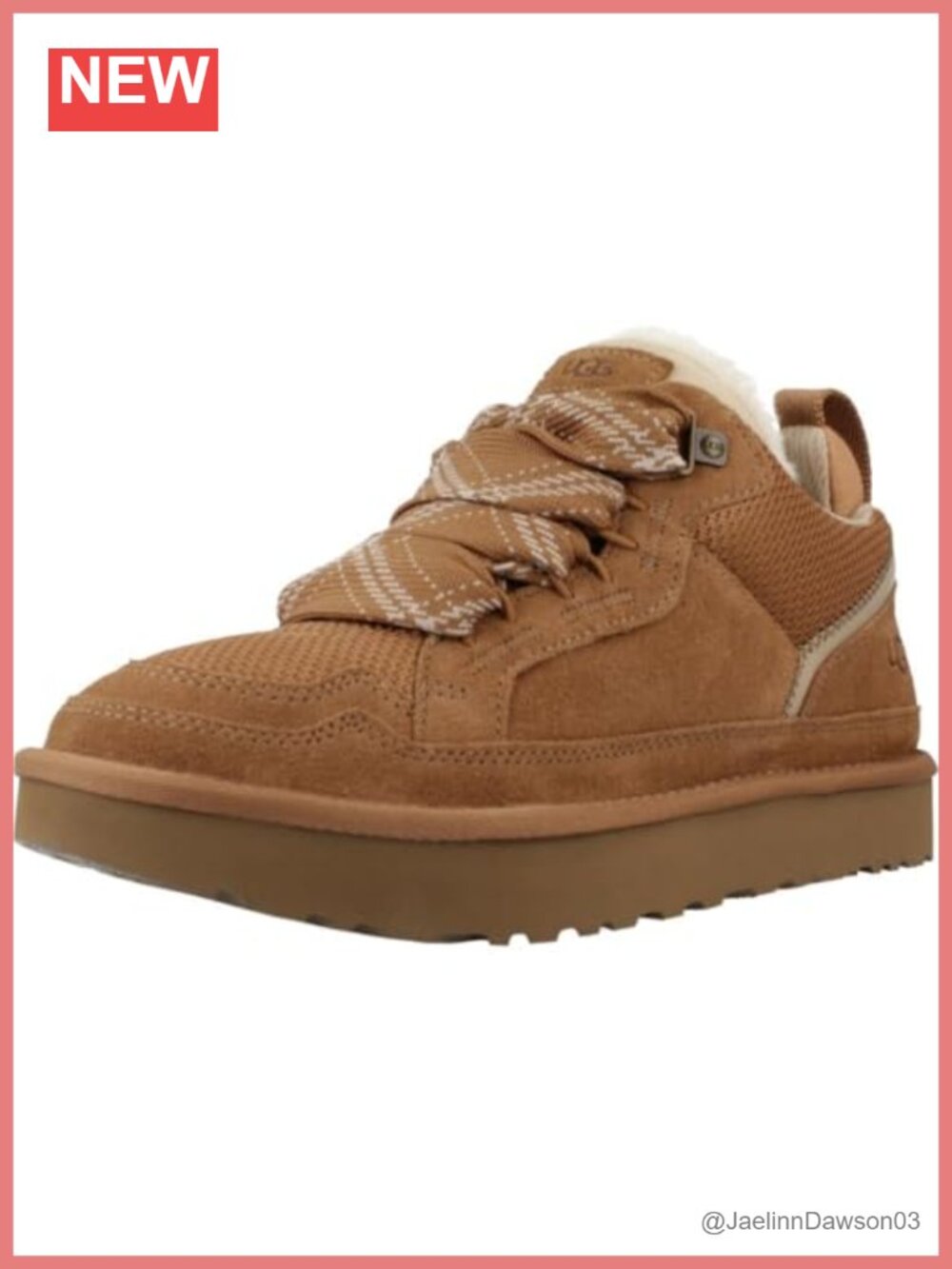 UGG Lowmel Suede Sneakers Wool Lined Lace-Up Casual Walking Shoes